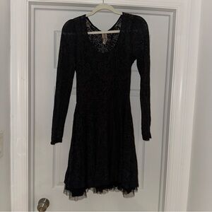 Black Long Sleeve Free People Dress | Lace Pattern